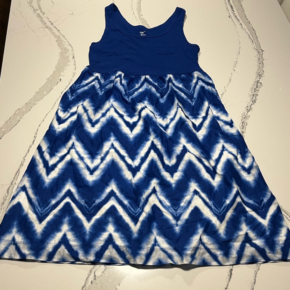 GAP Blue and White Tie-Dye Chevron Tank Dress